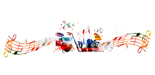 Fototapeta premium Colorful music instruments background