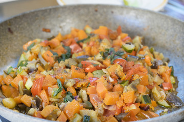 vegetable ragout in pan