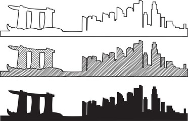 Obraz premium Free hand sketch of Singapore skyline. Vector illustration eps 10.