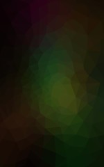 Dark green polygonal design pattern, which consist of triangles and gradient in origami style.