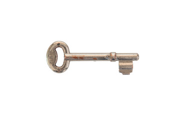 Close up of old fashioned key isolated on white