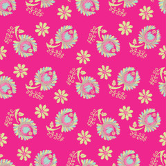 Seamless vector background with decorative ethnic flowers. Print. Cloth design, wallpaper.