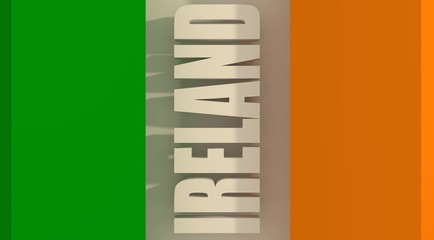 Ireland flag design concept. 3d shapes. Image relative to travel and politic themes