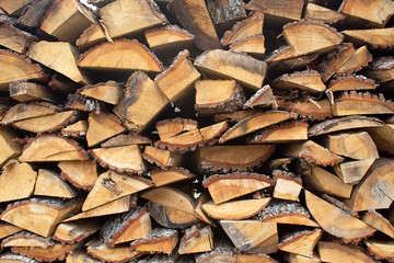 The section of the firewood logs stacked