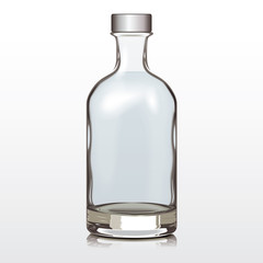 Mockup Glass Bottle Silver Cap, Changeable color of liquid and bottle, vector - 104634762