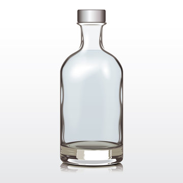 Mockup Glass Bottle Silver Cap, Changeable color of liquid and bottle, vector