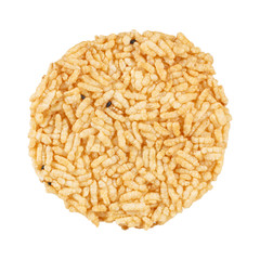 Circle crispy rice isolated on white