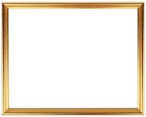 Gold vintage frame isolated on white. Gold frame simple design.