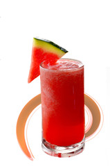 Watermelon smoothie with a slice of watermelon