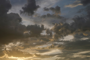 Obraz premium black cloud on sunset dramatic dark sky background