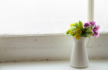 decorative flowers on a window
