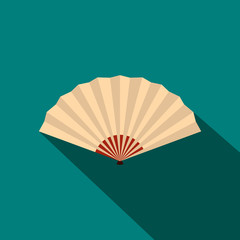 Japanese folding fan icon, flat style 