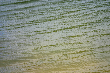 sandy bottom through the water surface in shallow water