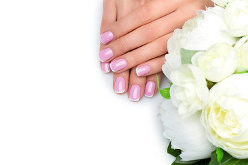 Woman hands with french manicure