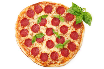 Pepperoni Pizza, isolated on white background