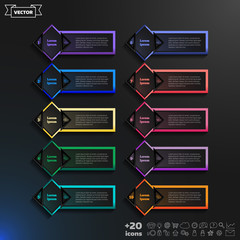 Vector infographic design list with colorful rhombs.