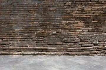 grunge old brick wall and cement floor weathered texture