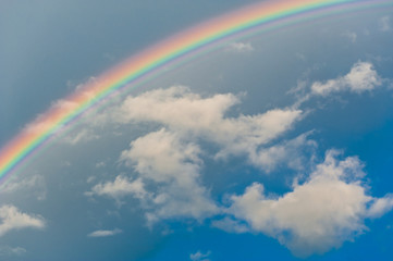 rainbow in the sky with clouds