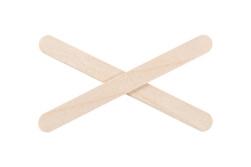 Ice cream wooden sticks isolated on white