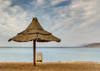 Sandy beach of Eilat - famous resort and recreation city in Israel