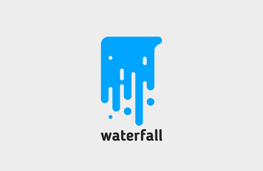 waterfall logo. water logo. creative logo design. line logo.