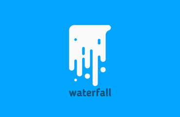 waterfall logo. water logo. creative logo design. line logo.