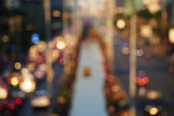 Motion blur of traffic and lights in the city on evening abstrac