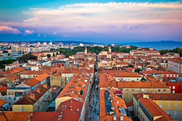 Fototapeta na wymiar Zadar rooftops in old town aerial