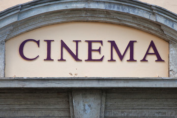 cinema lettering of a movie theatre