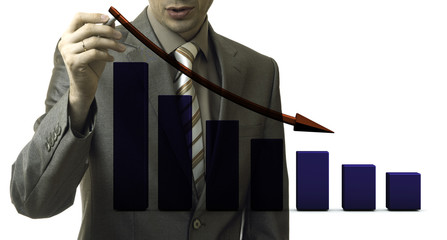 business concept. businessman drawing a graph down