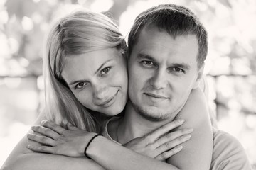 Vera, Dima,  blonde woman and man black, white