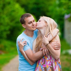 blond bride  and  groom  in  nature