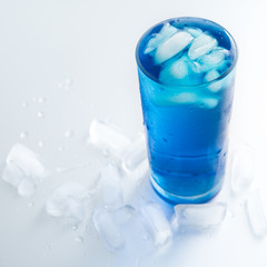 Cold glass water with ice