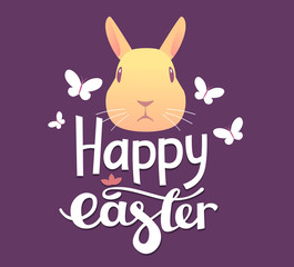 Fototapeta na wymiar Vector illustration of Happy Easter greetings with head of yello