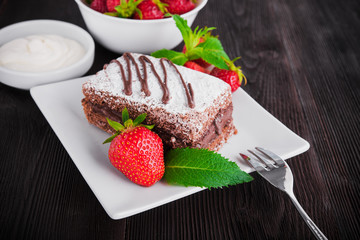 Red strawberry with chocolate