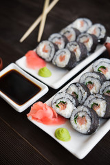 Sushi and roll with cream cheese
