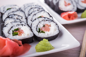 Sushi and roll with cream cheese
