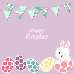 Happy Easter bunny and eggs