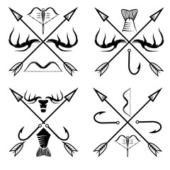 fishing and hunting vintage labels set