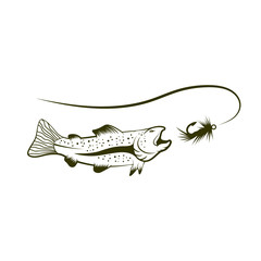 salmon and lure vector illustration