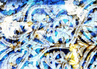 floral pattern with ancient and oriental elements. Computer collage.