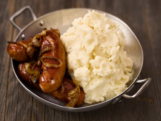 rustic english pub grub bangers and mash