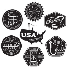 Fototapeta premium collection of vintage labels on fishing theme