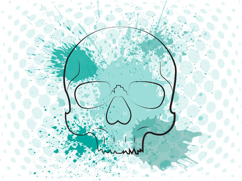 Abstract skull geometric shapes with watercolor splatter