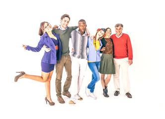 Obraz premium Group of cheerful people on white background