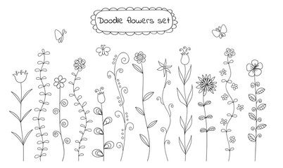 Doodle flowers set
