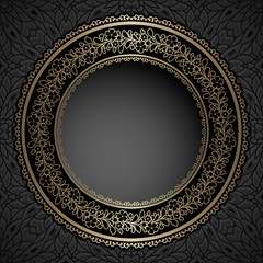 Gold circle frame on black pattern