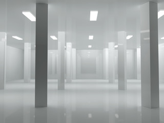 empty light big hall 3D rendering