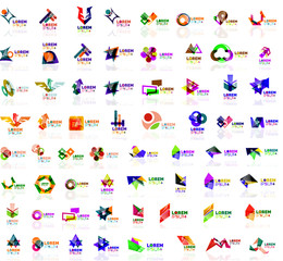 Mega set of paper logo abstract geometrical shapes