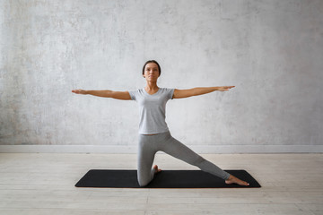 Woman practicing advanced yoga. A series of yoga poses